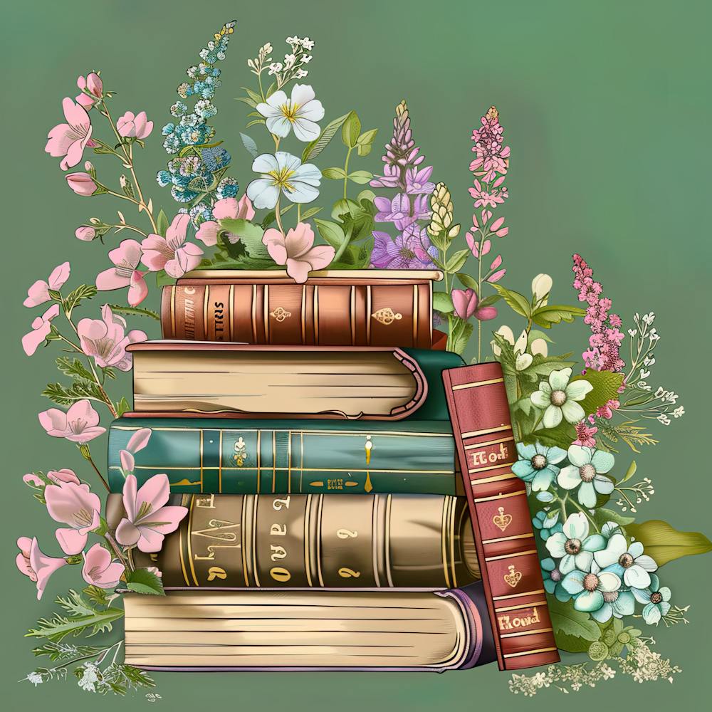 Wildflower Antique Books And Flowers 7