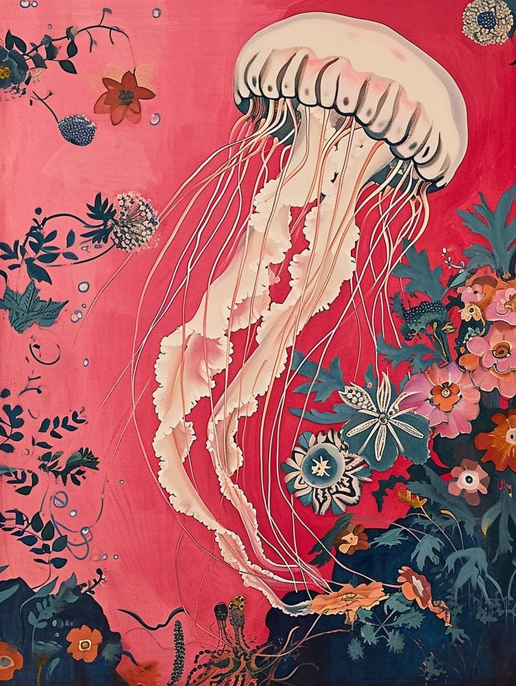 Floral Animal Painting Jellyfish 2