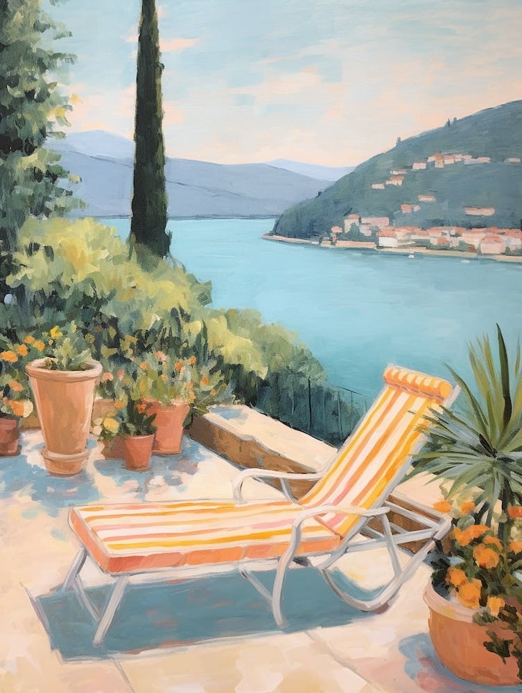 Sun Lounger By The Pool In  Genoa Italy