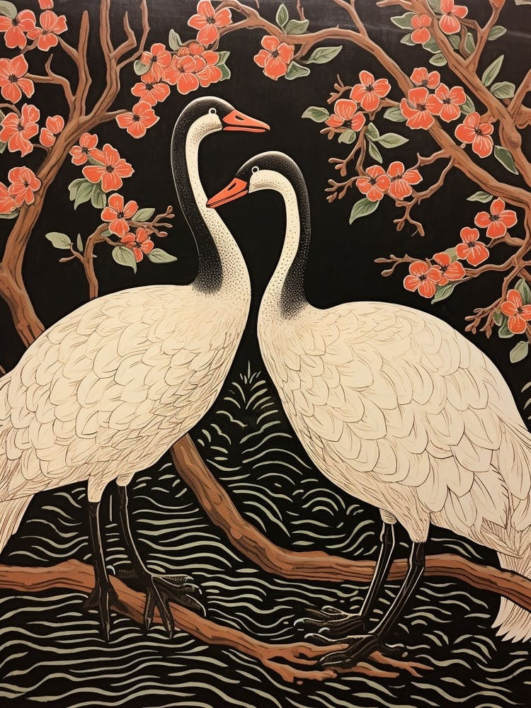 Art Nouveau Birds Poster Swan 2