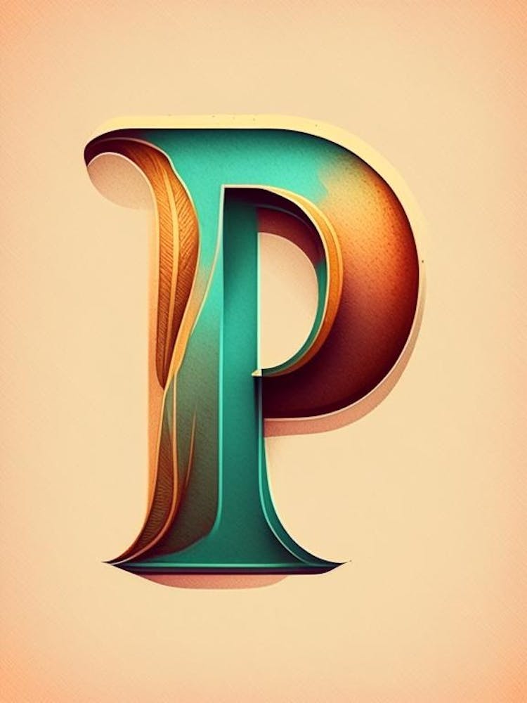 P, Letter, Alphabet Retro Drawing 3
