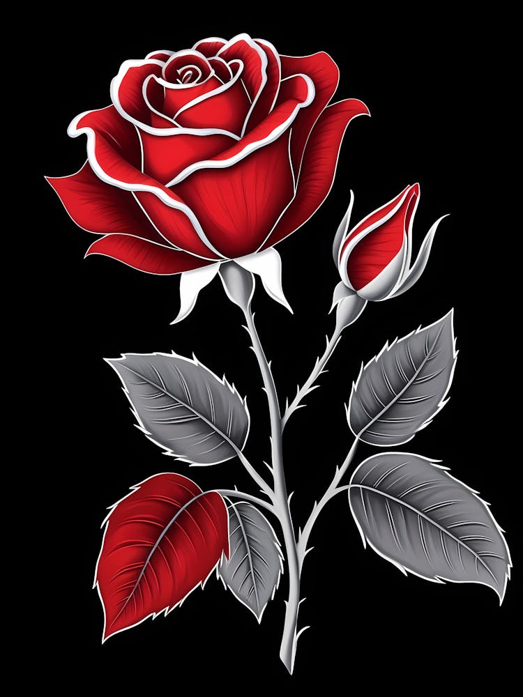 Red Rose On Black Background 2