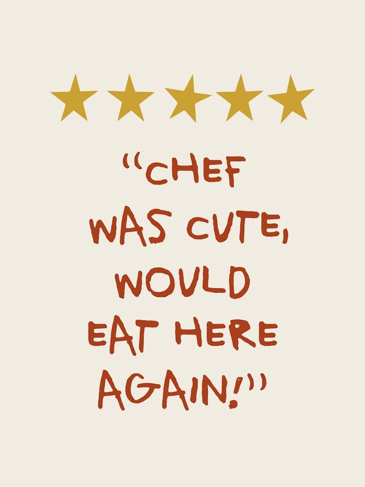 Chef Was Cute Rating Red Gold Kitchen