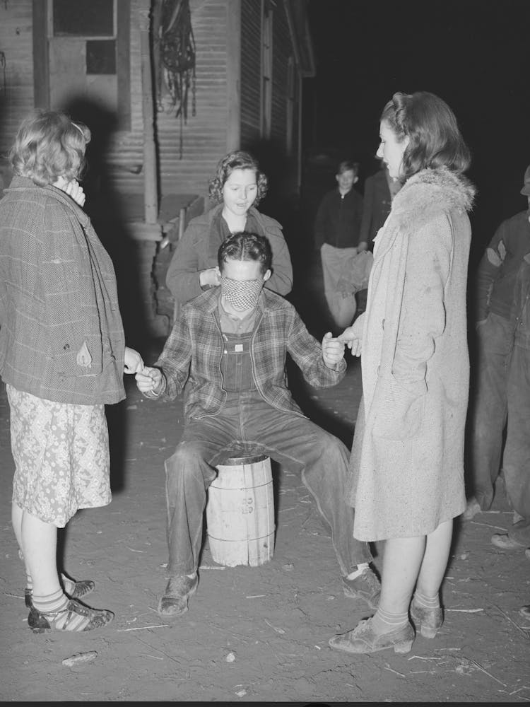 Playing The Game Fishing For Love At Play Party In Mcintosh County, Oklahoma, See General Caption Numb