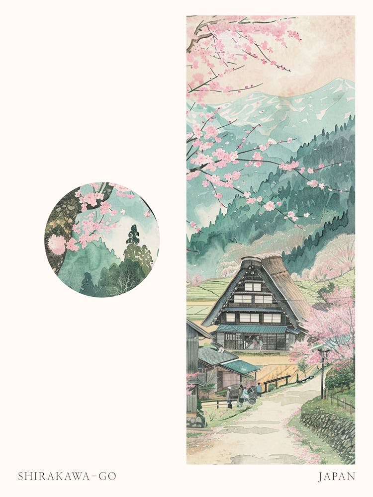 Shirakawa Go Japan 2 Cut Out Travel Poster