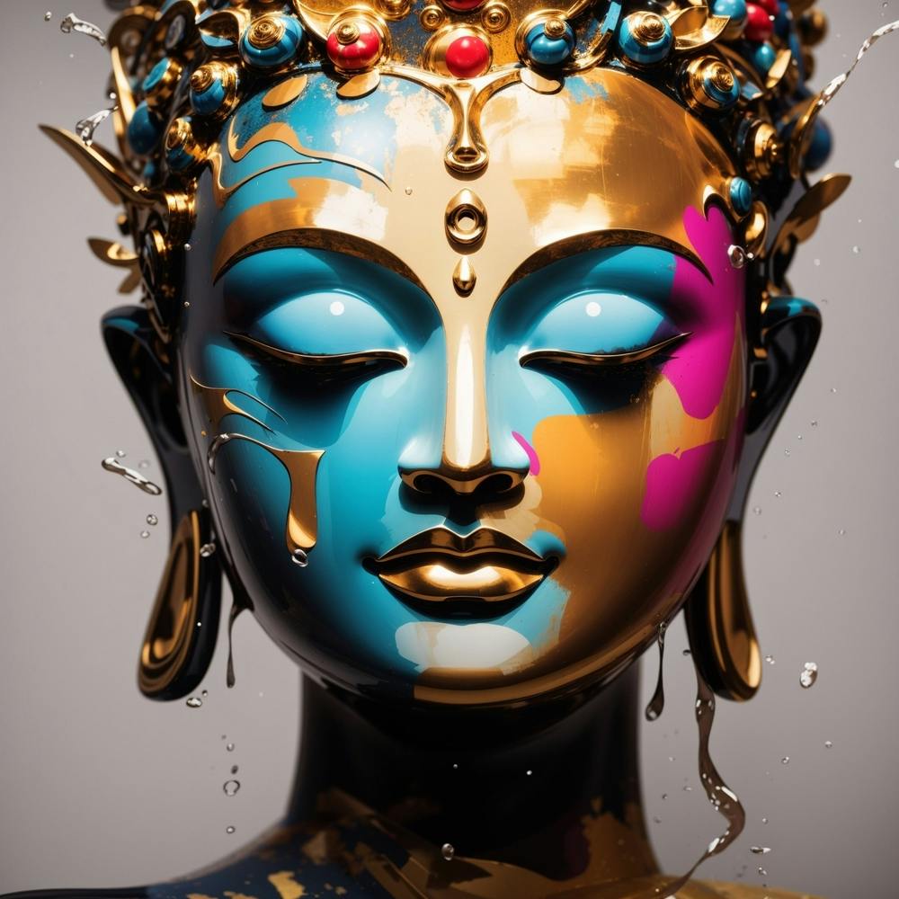 Abstract Buddha's face artwork