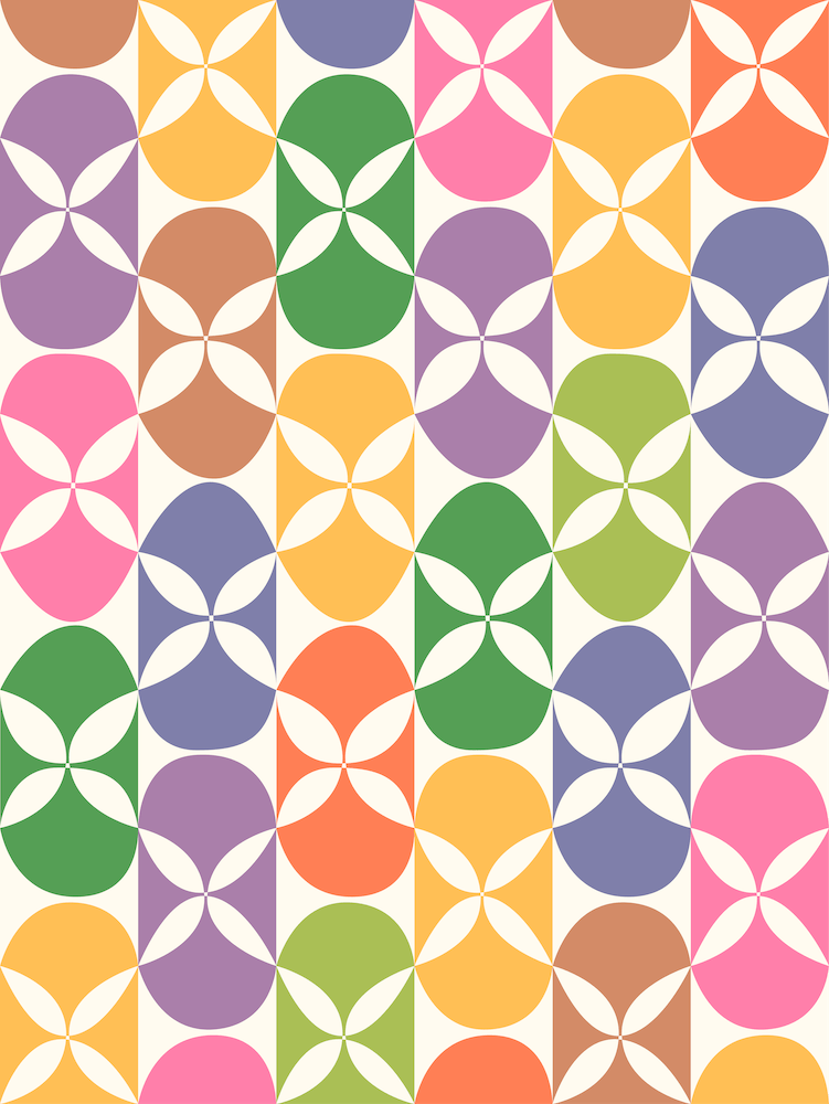 Colorful Mid-Century Geometric Flowers