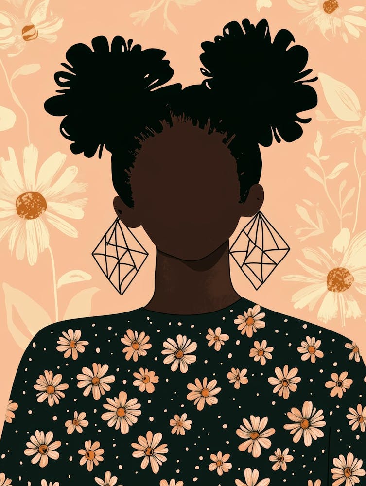 Black Girl With Flowers 5