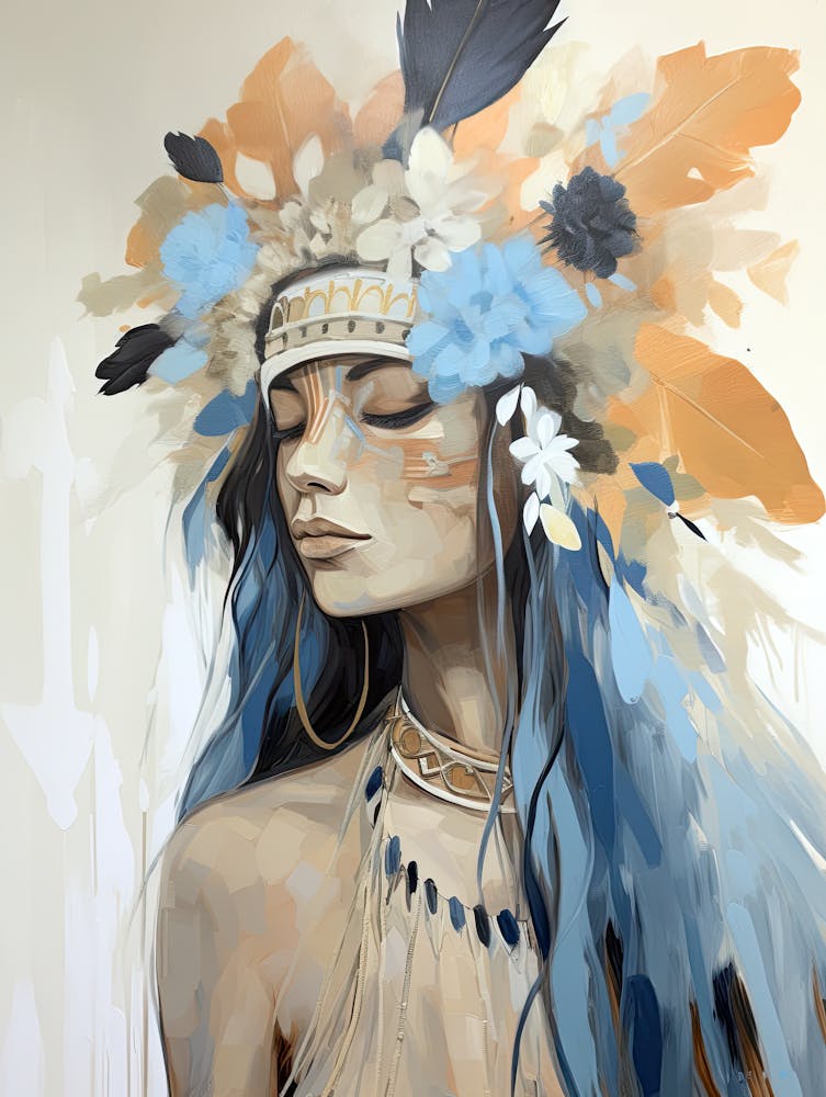 Feathered Luminescence, Native American Woman