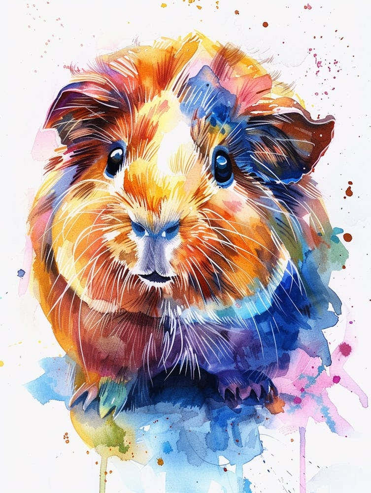 Guinea Pig Colourful Watercolour 2