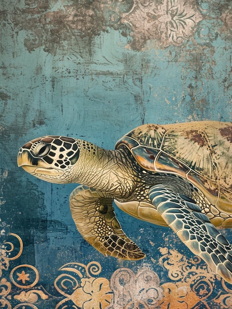 Ornamental Wallpaper Inspired Sea Turtle 2