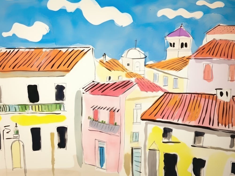 Piacenza Italy Cute Watercolour Illustration 1