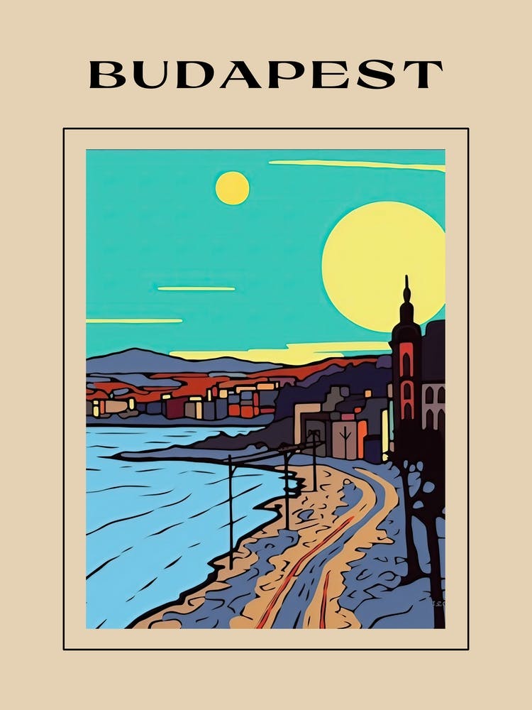 Minimal Design Style Of Budapest, Hungary 2 Poster