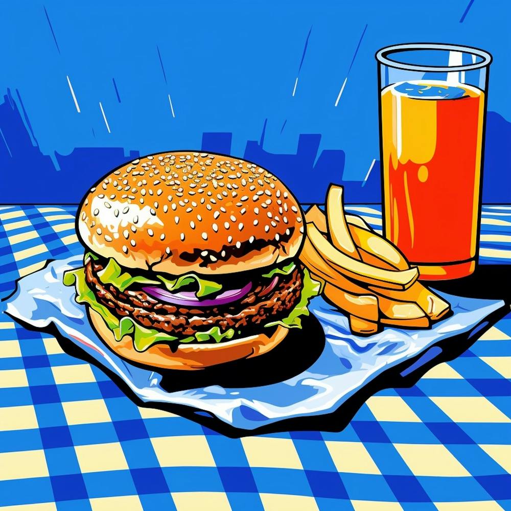 Hamburger Blue Checkerboard 2