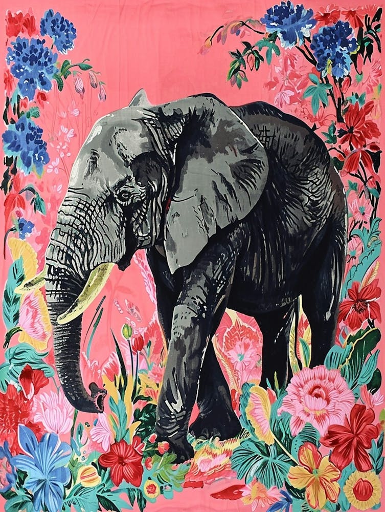 Floral Animal Painting Elephant 2
