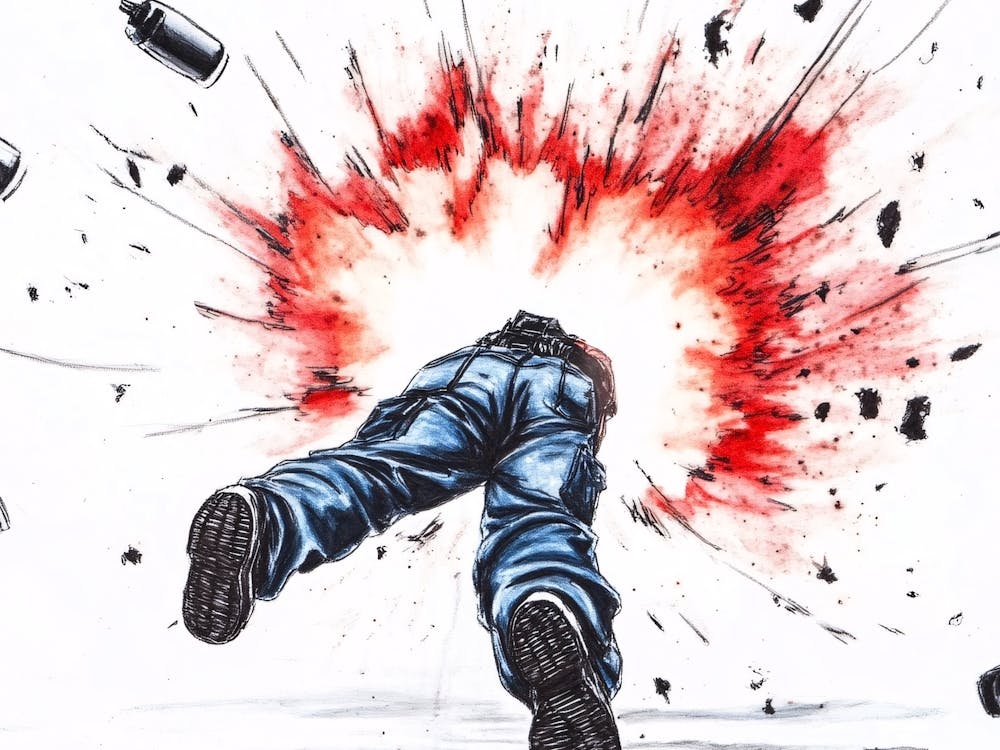 Explosion - Man Kicking A Can