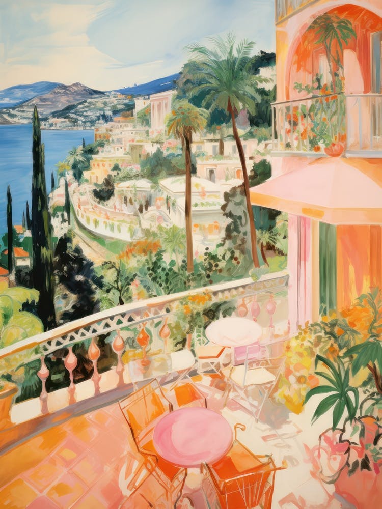 Taormina, Sicily   Italy Beach Club Lido Watercolour 4