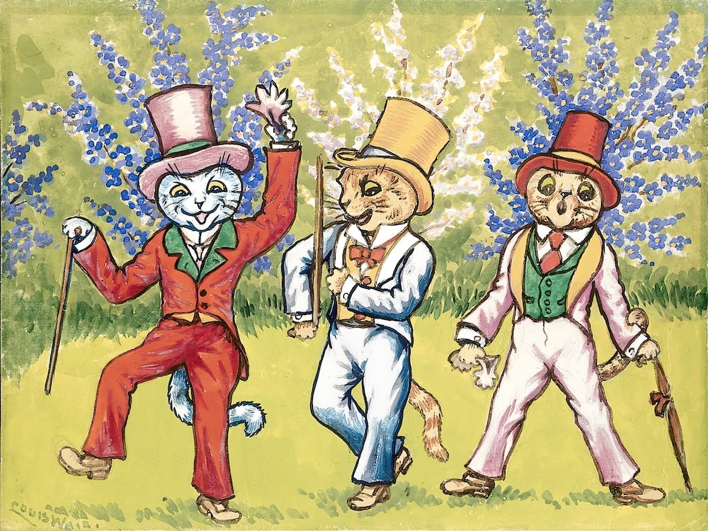 Three Cats Performing A Song And Dance Act