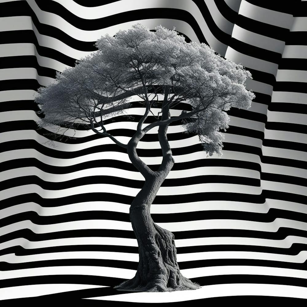 Tree On A Striped Background