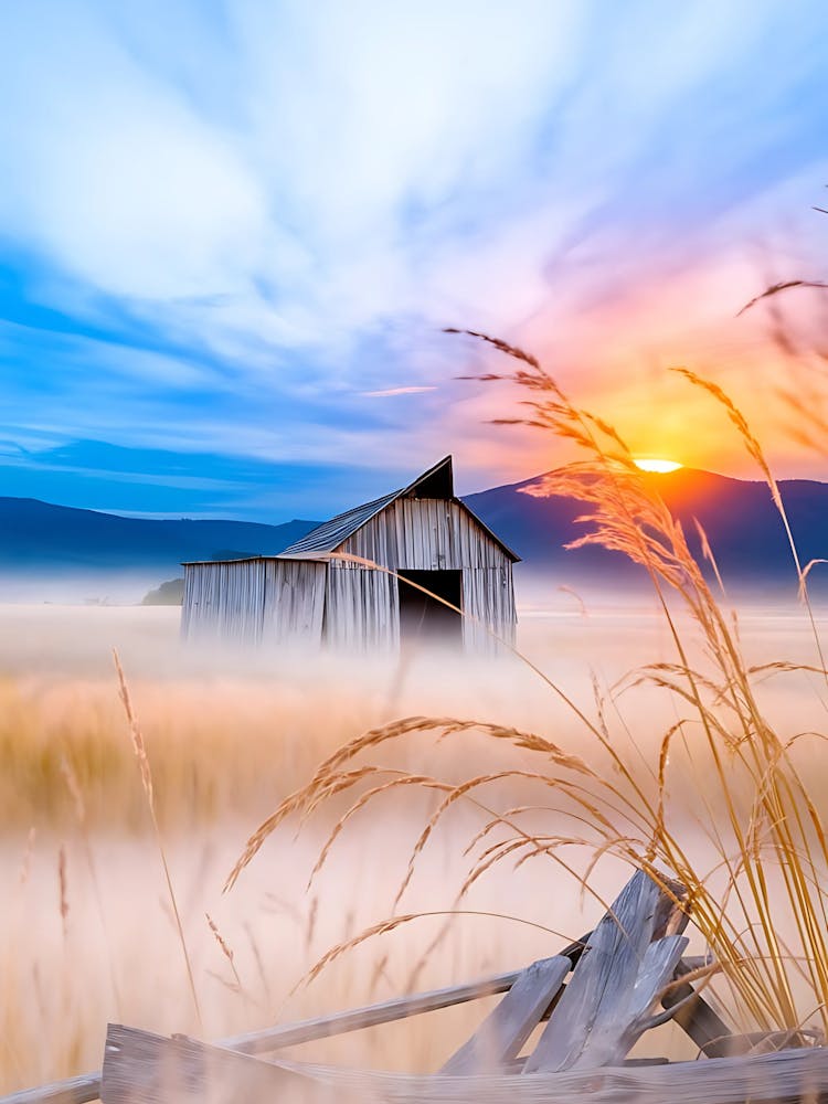 Barn In The Fog