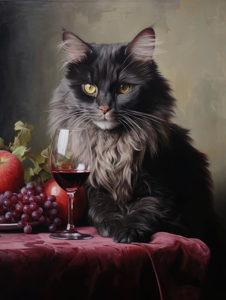 Cat With A Glass Of Wine