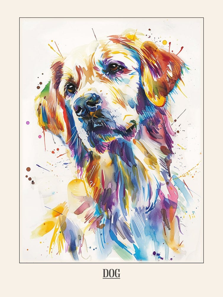 Dog Colourful Watercolour 4 Poster