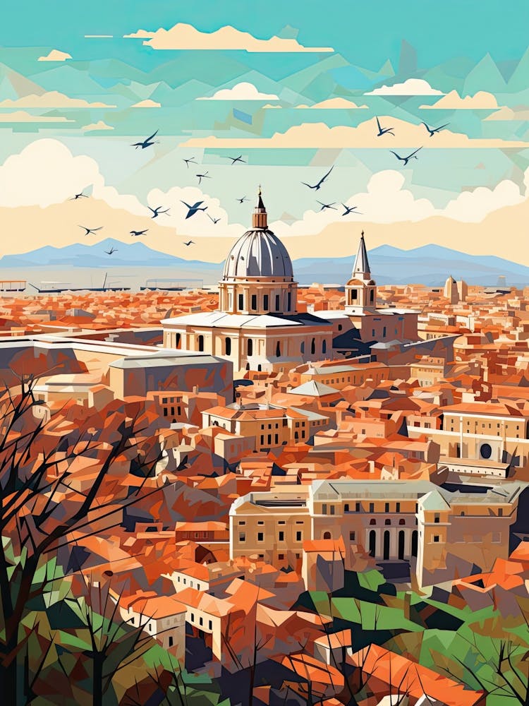 Rome, Italy, Geometric Illustration 4