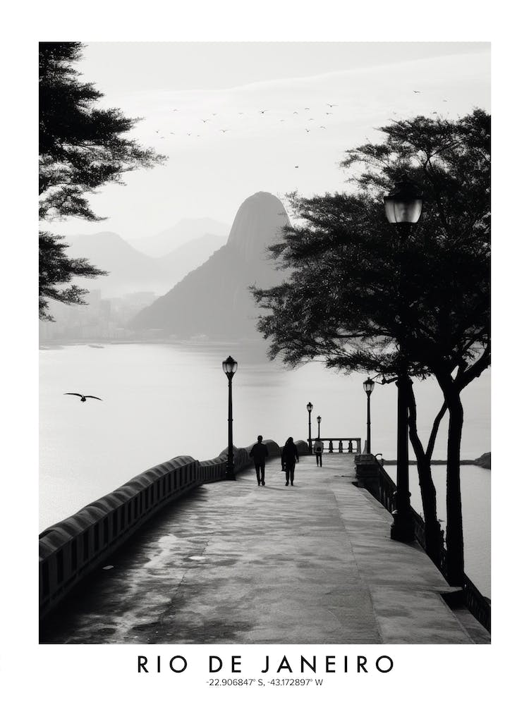 Poster Of Rio De Janeiro, Black And White Analogue Photograph 4