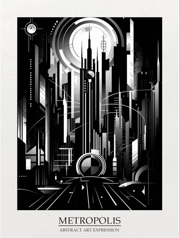 Metropolis Abstract Black And White 8 Poster