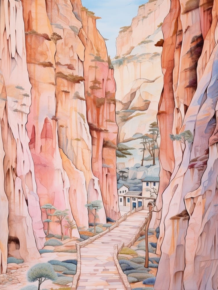 El Caminito Del Rey Spain 2 Hike Illustration
