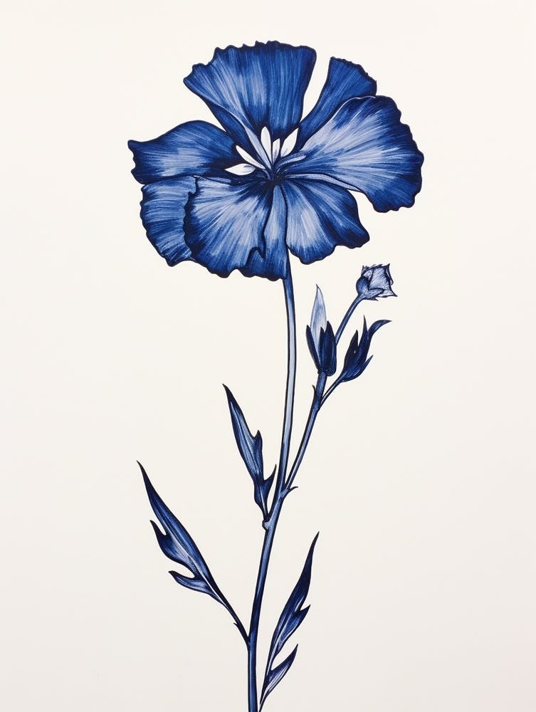 Blue Botanical Carnation 1