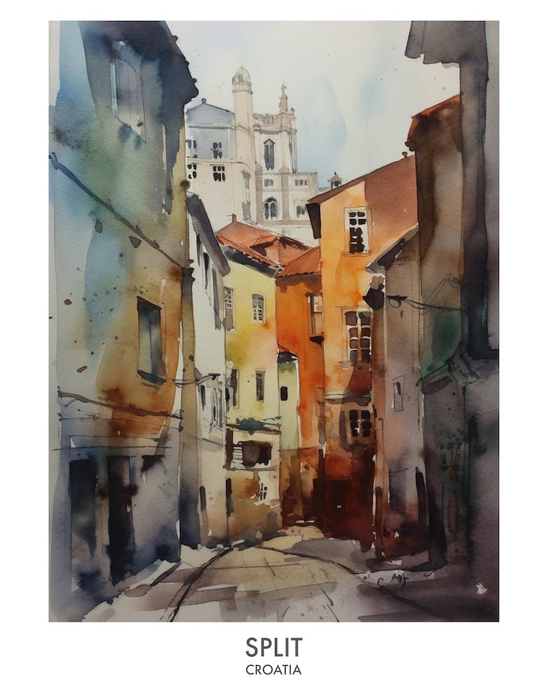 Split 1 Watercolour Travel Poster