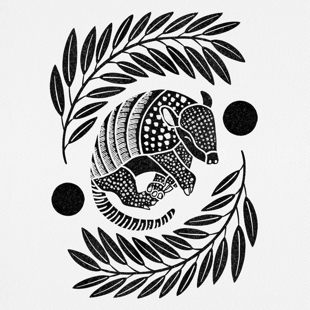Armadillo   Black Silhouette Square