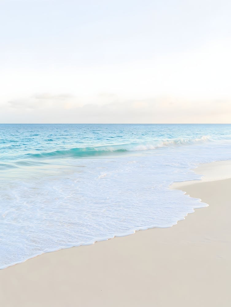 Serene Beach Landscape Photography Print - Peaceful Ocean Waves on Sand