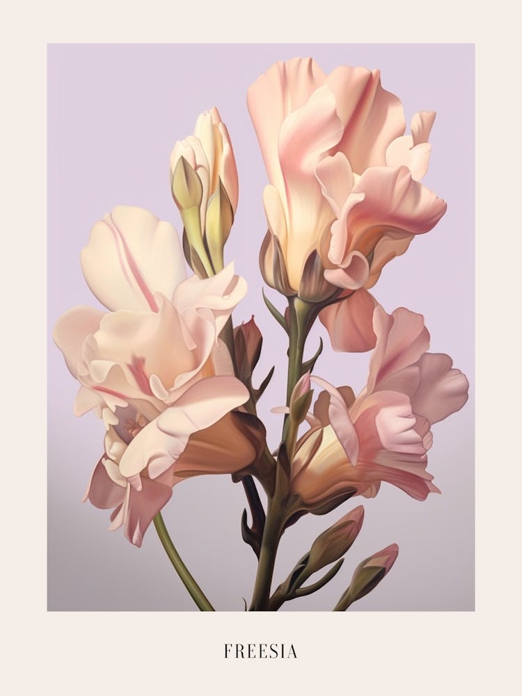Floral Illustration Freesia 4 Poster