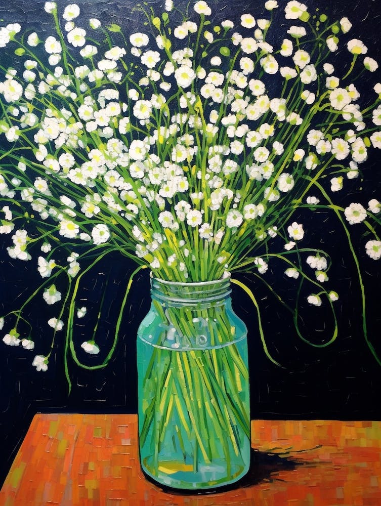 Flowers In A Vase Still Life Painting Gypsophila Babys Breath 2