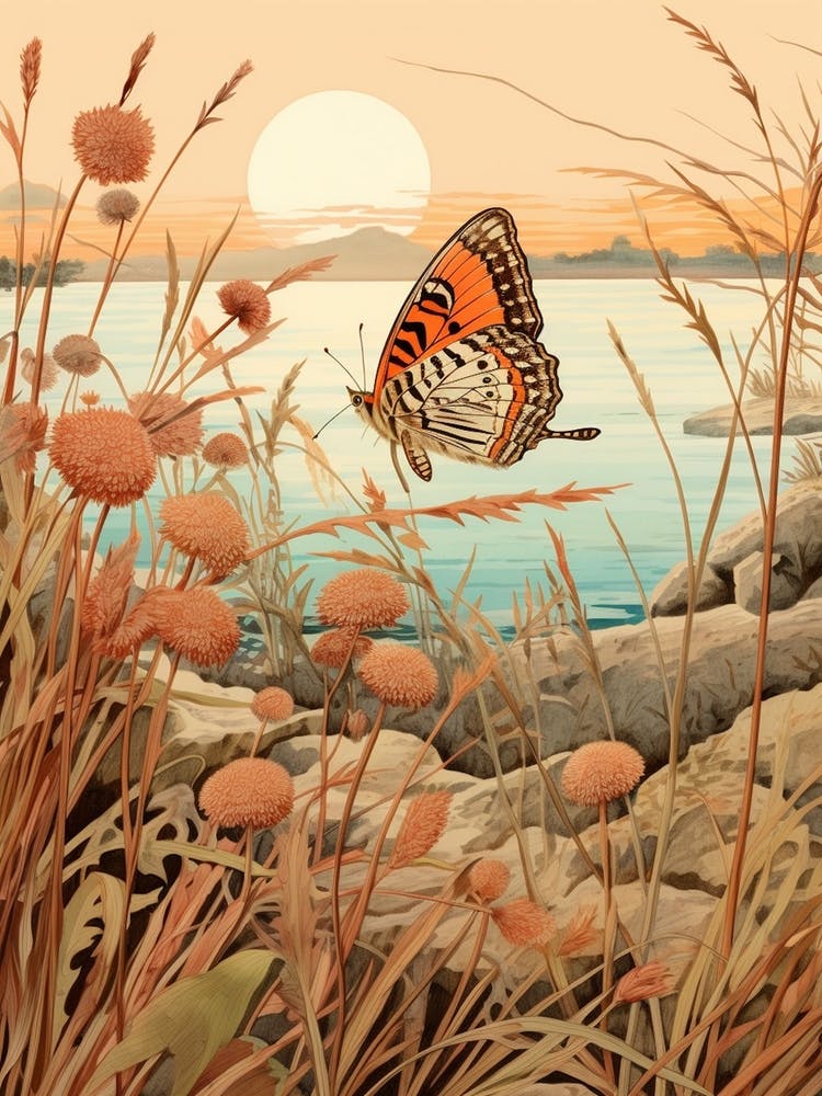 Warm Butterfly Japanese Style Painting 3