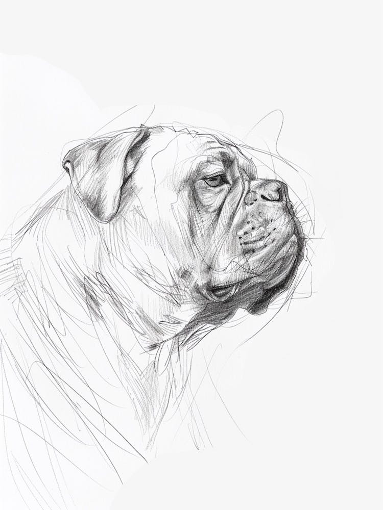 Bulldog Charcoal Line Sketch