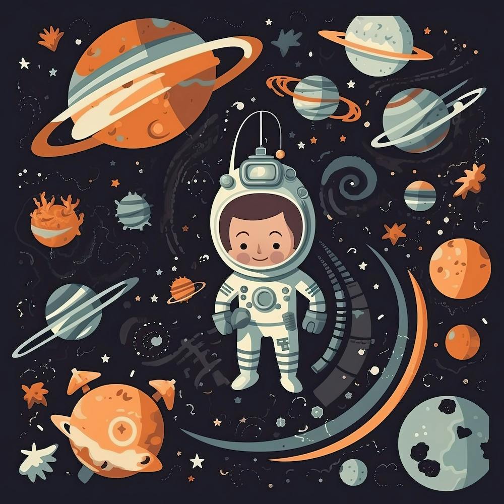 Astronaut Illustration Kids Room 5
