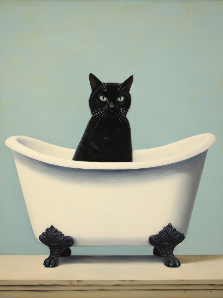 Black Cat In Bathtub 4