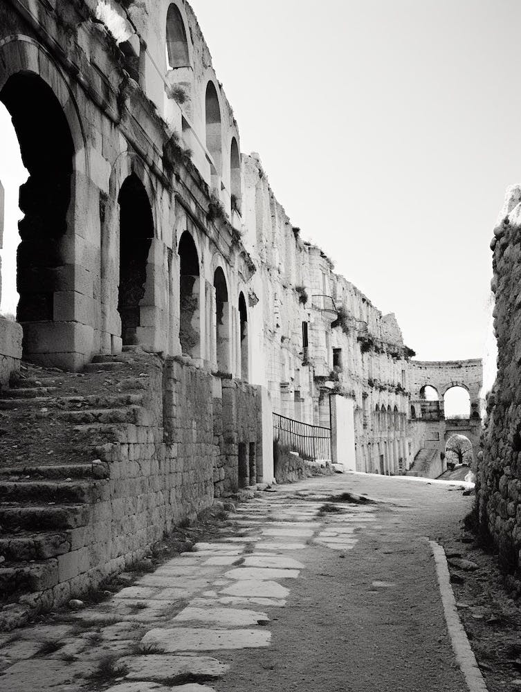 Pula, Croatia, Black And White Old Photo 1