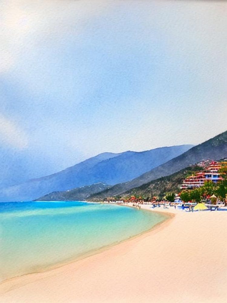 Oludeniz Beach, Turkey Watercolour