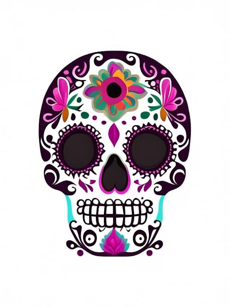 Sugar Skull Day Of The Dead Inspired Skull 2 Mexican