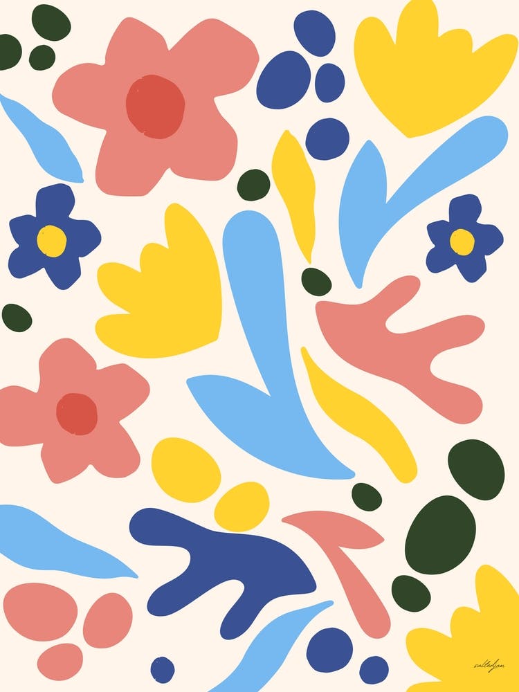 Flower Cutout Blue Pink Yellow