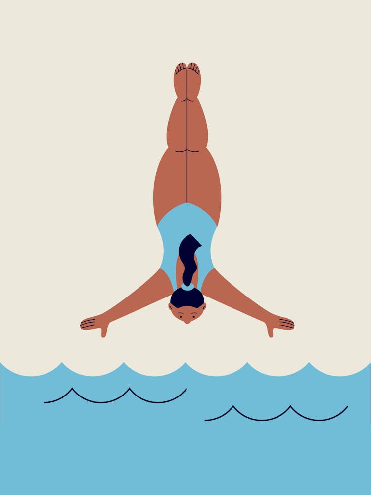 Woman Diving Into The Ocean