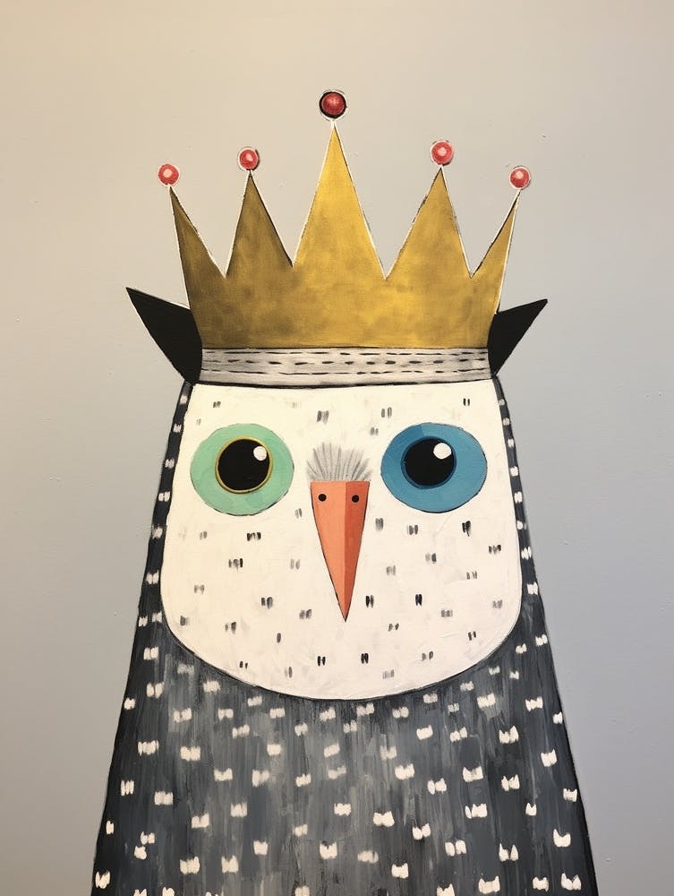 Little Snowy Owl 2 Wearing A Crown