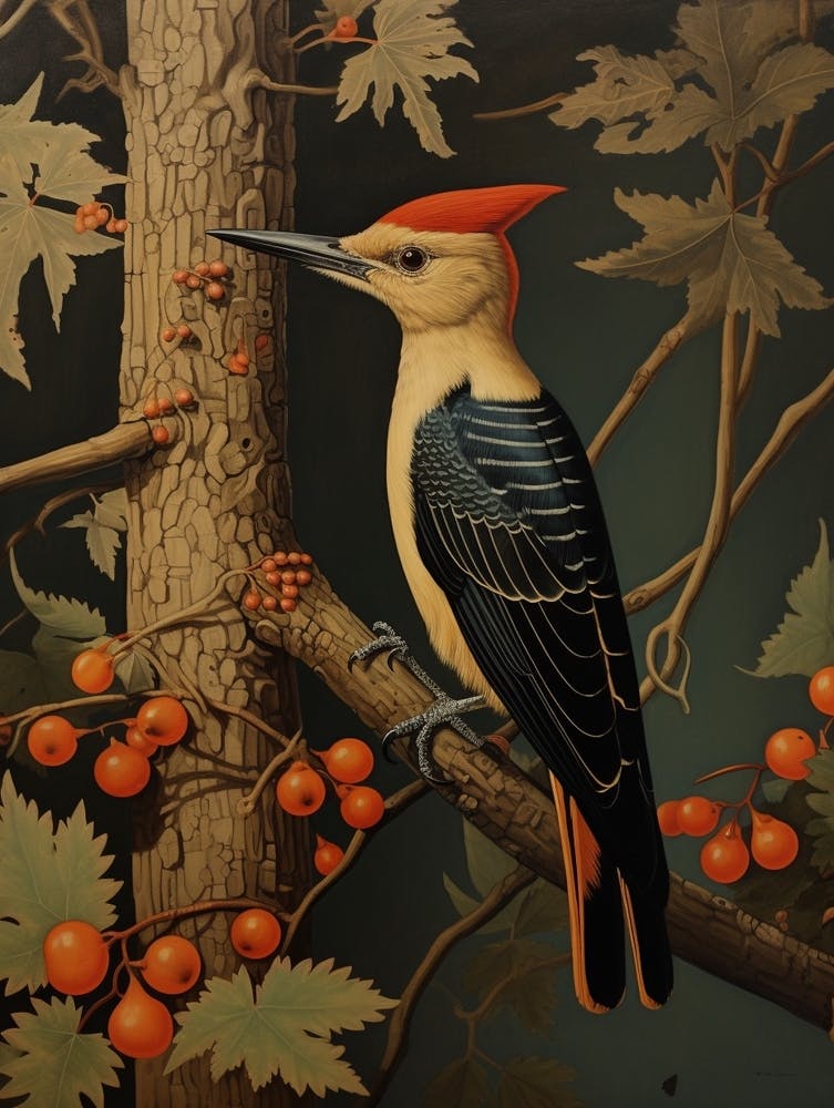 Dark And Moody Botanical Woodpecker 4