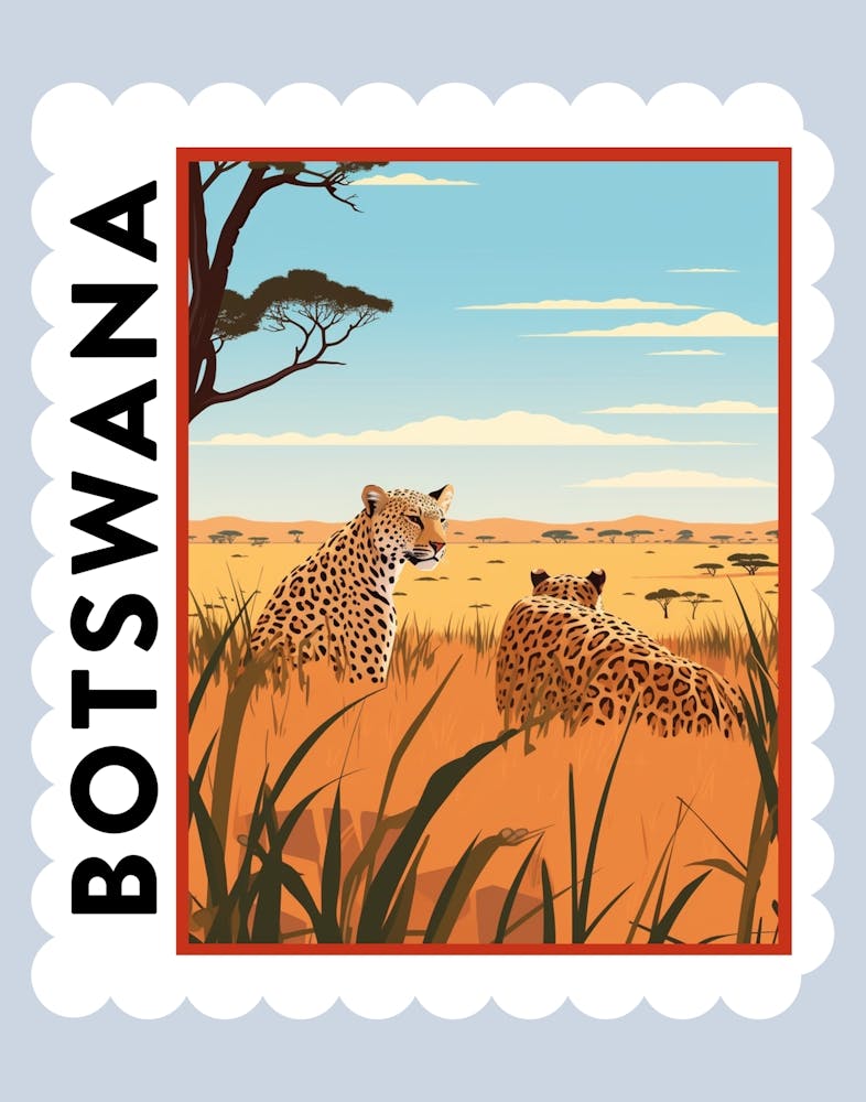 Botswana 1 Travel Stamp Poster