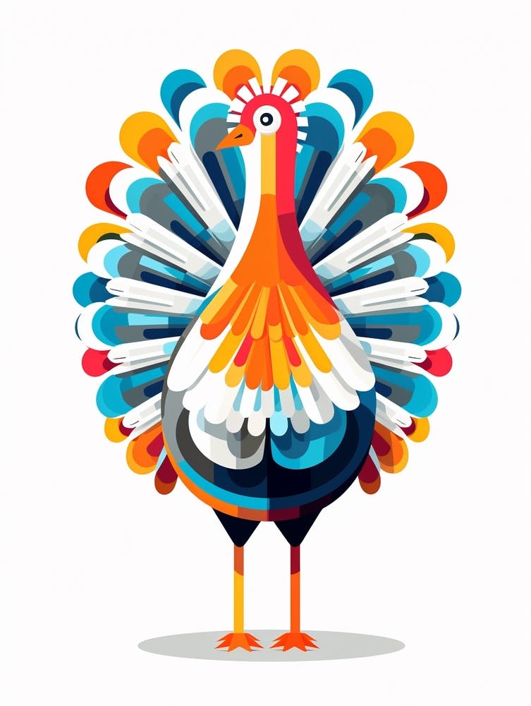 Colourful Geometric Bird Turkey 1