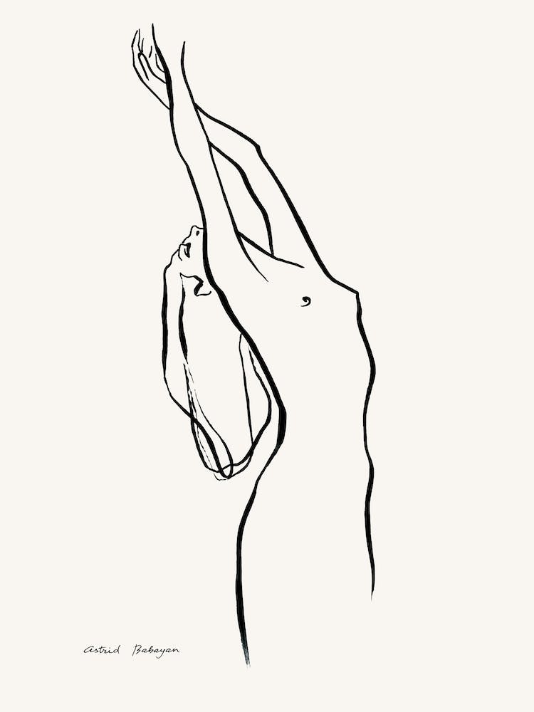 Minimal Black Female Line Drawing Looking Up